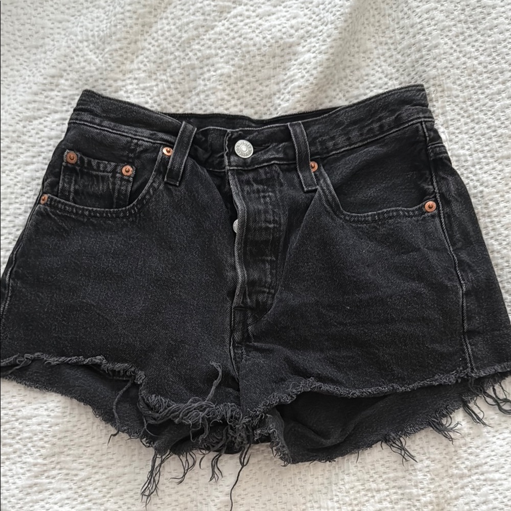 Levi's Black Distressed Jean Shorts High-Waisted